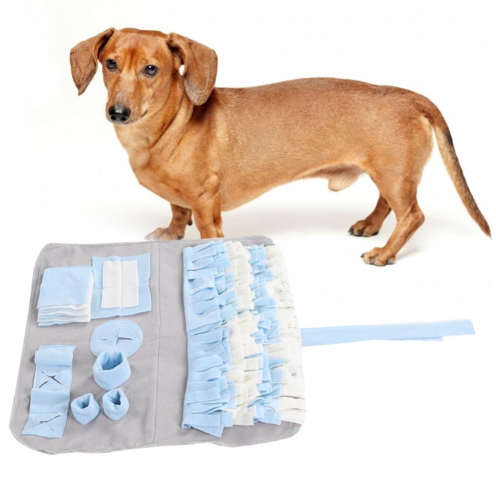 Multi Layer Strips Pet Foraging Blanket Plush Fabric Slow Feeding Mat Restlessness Calming