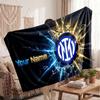 Inter Milan Personalized Fleece Blanket With Football Logo, Custom Name Text Soft Warm Home Throw Blanket