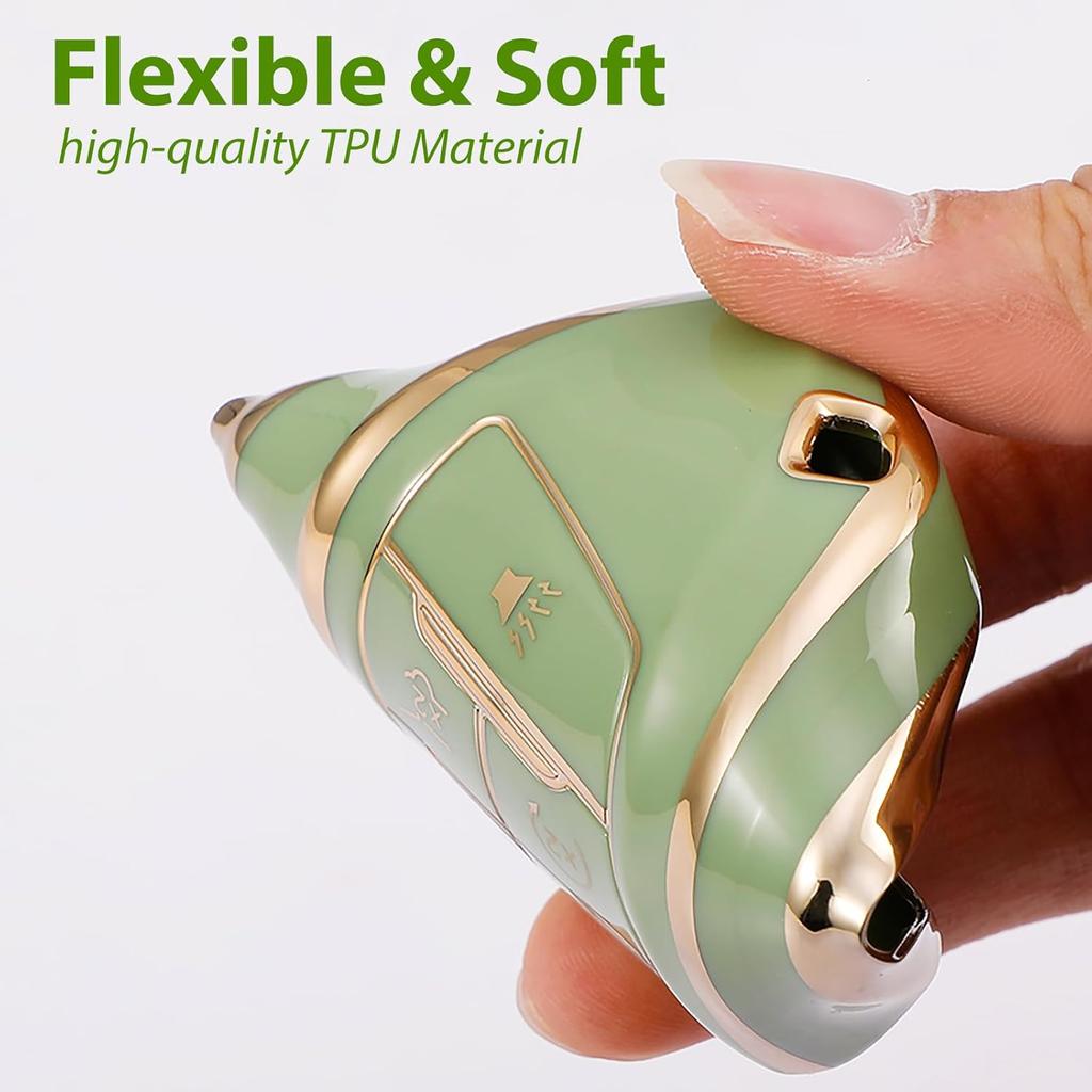 6 Button TPU Key Fob Cover with Leather Keychain, Compatible with    2024 2025 2026 GMC Yukon Denali Sierra, Fit for Chevy Silverado Suburban Tahoe