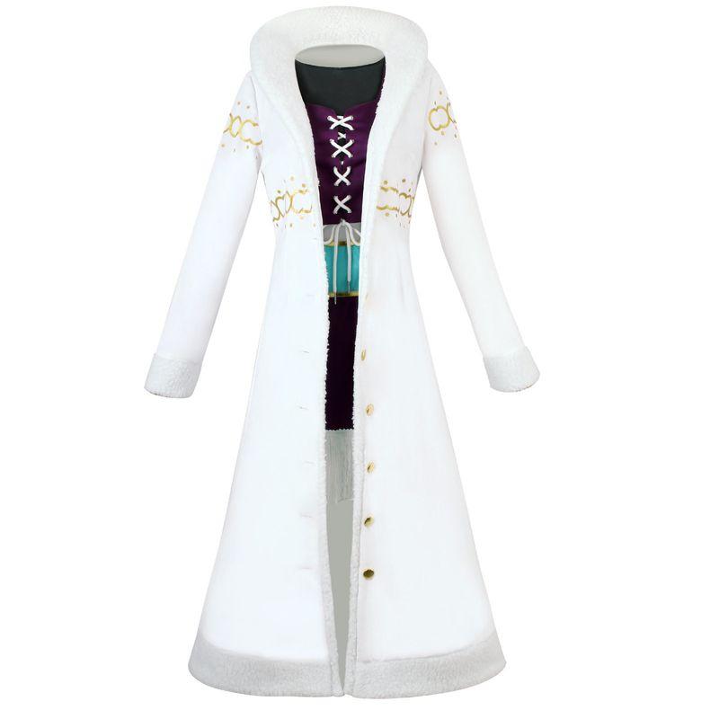 One Piece Robin Cosplay Outfit with Fur Collar Jacket, Nico Robin Cosplay Costume, Anime Style