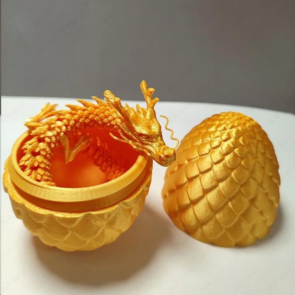 Articulated Dragon Model with 3D Printed 30cm Egg Figurine Sculpture for Home Room Desk Decoration Fantasy Ornament Display Gift