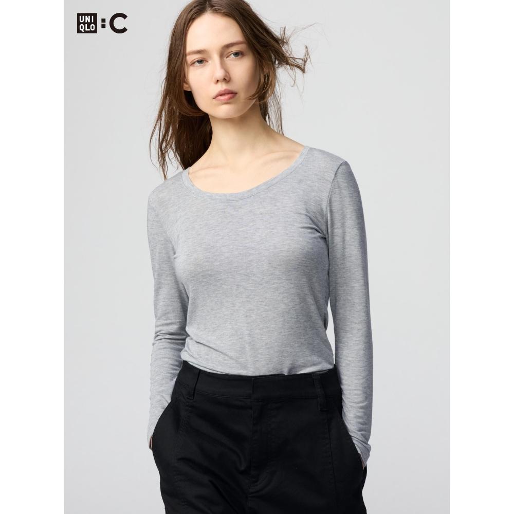 Uniqlo HeaTTech Кашемировая смесь Футболка с круглым вырезом