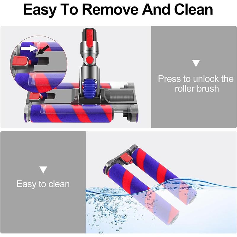Сменная головка пылесоса для серии Dyson V7 V8 V10 V11 V15, головка с двигателем, мягкая роликовая чистящая головка, двойная роликовая щетка