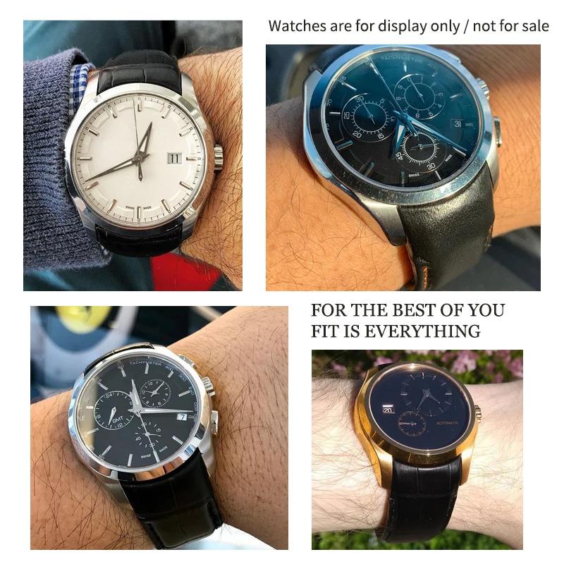 Изогнутый конец 22 мм 23 мм 24 мм Натуральная кожа Ремешок для часов для Tissot T035 T 035617 627 Коровья кожа Ремешок для часов Бабочка Застежка Мужские Инструменты