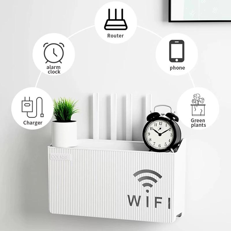 1pc Home Router Storage Box Wireless WIFI TV Set-Top Box Wall Mounted Storage Rack Living Room Bedroom Sorting Storage Organizer