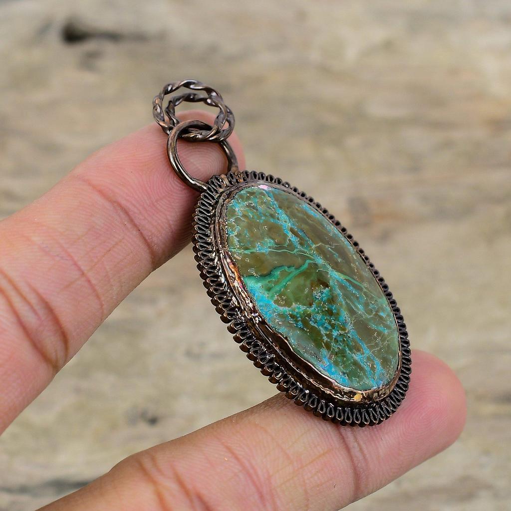 Chrysocolla Pendant Electroformed Copper Pendant Handmade Brand New Pendant Electroformed Gemstone Jewelry Wedding Gift Chrysocolla Jewelry