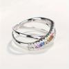 1Elegant rainbow ring, multi-color synthetic zircon, everyday casual and party accessory, fashionable ring with colorful gemstones, trendy accessory,