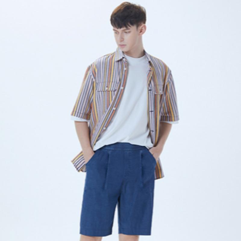Baiyu Men Blended Denim Half Pants 2 Set Ld5m
