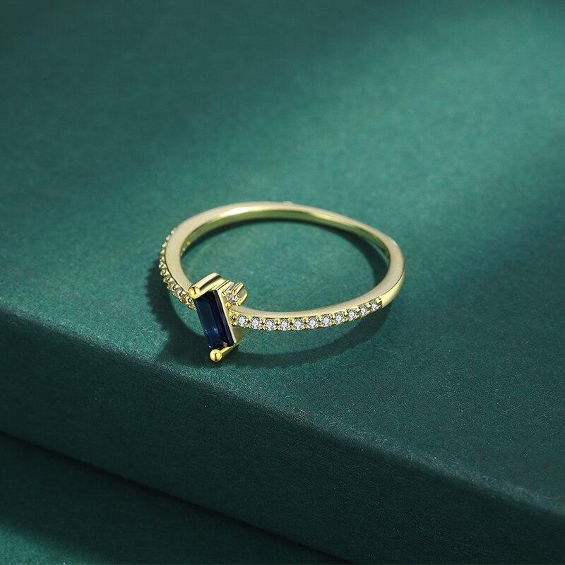 Классическое кольцо для пар из 18-каратного золота с глубоким сапфиром и бриллиантами для женщин, темно-синее оригинальное серебро 925 пробы, подарочные ювелирные изделия