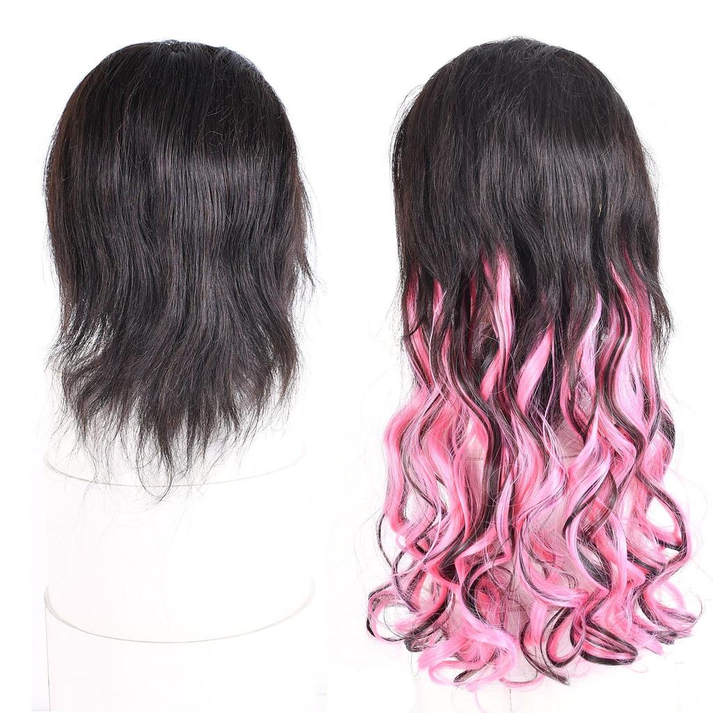 Jeedou Мелированный парик на заколках, Наращивание волос на 5 зажимах, Цельный, Длинные волнистые синтетические волосы, Красный цвет пианино для женщин