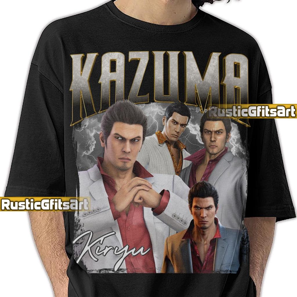 Рубашка KAZUMA KIRYU YAKUZA, Индивидуальная футболка Kazuma Kiryu, Винтажные поддельные футболки Joryu Yakuza Like A Dragon, Подарок для фанатов Taichi Suzuki