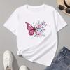 Butterfly & Floral Sprint Crew Neck T-shirt Casual Short Sleeve T-shirt For Spring & Summer Women's Clothing