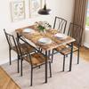 5 Piece Dining Table Set Kitchen Table and 4 Upholstered Chairs Metal and Wood Rectangular for Dining Room Small Space