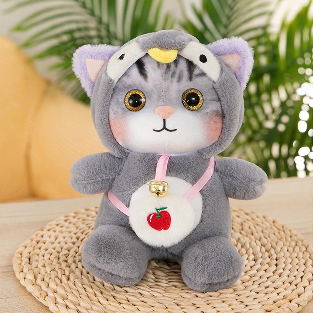Cat Plush Toy Lovely Bell Soft Colorful Fuzzy Stuffed Cat Plush Toy for Children Birthday