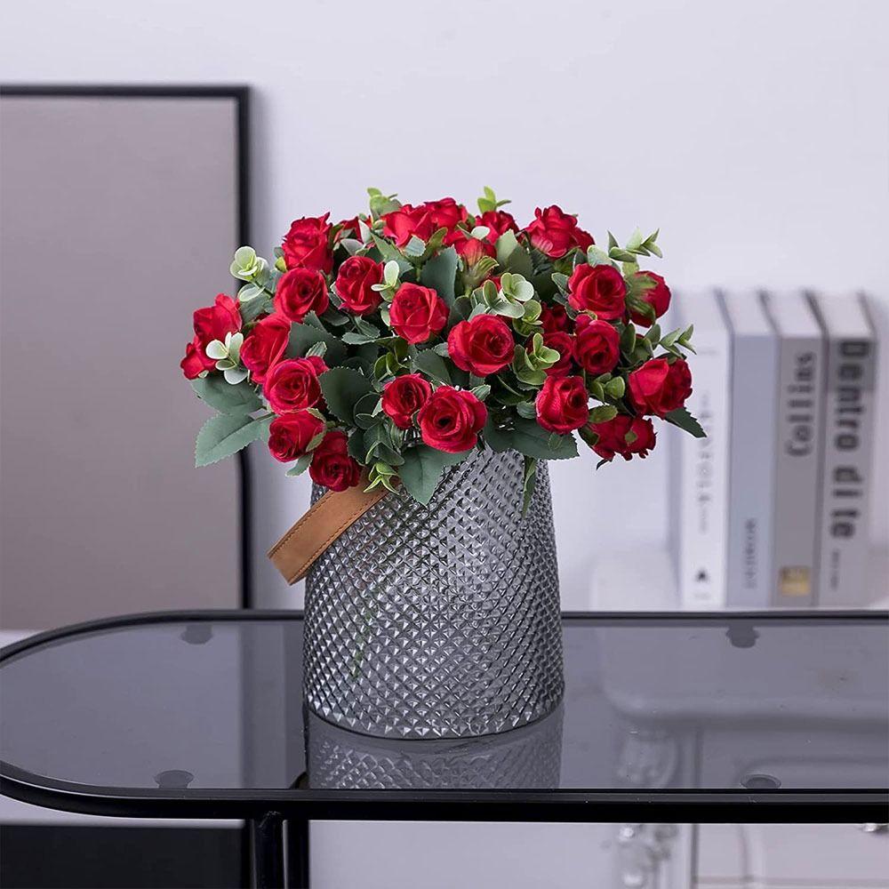 Ornament Artificial Eucalyptus Rose Simulation Plants Leaves Lifelike Flowers Floral Arrangement