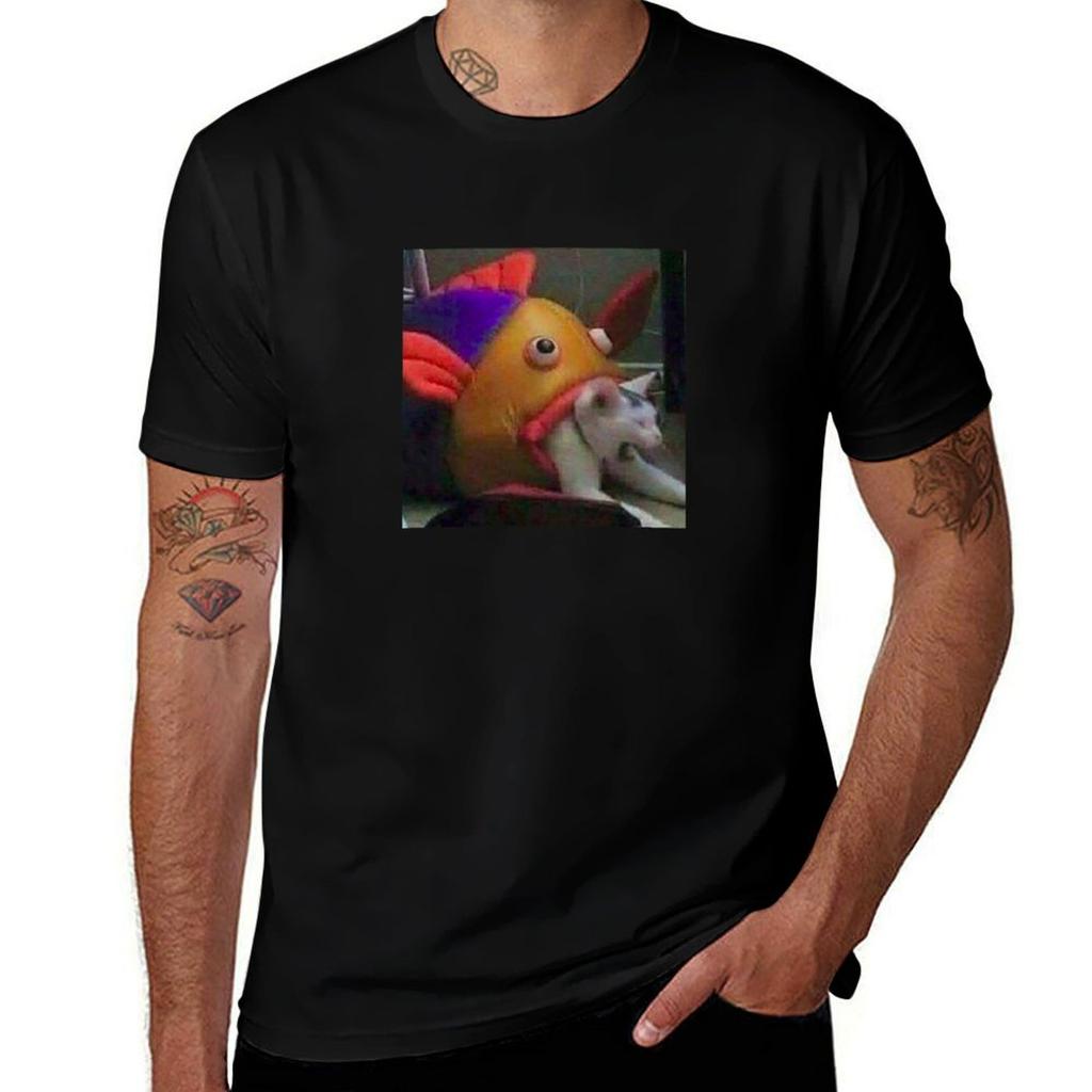 Fish Eat Cat Tshirt Quick Dry Sports Short Sleeve Tee
