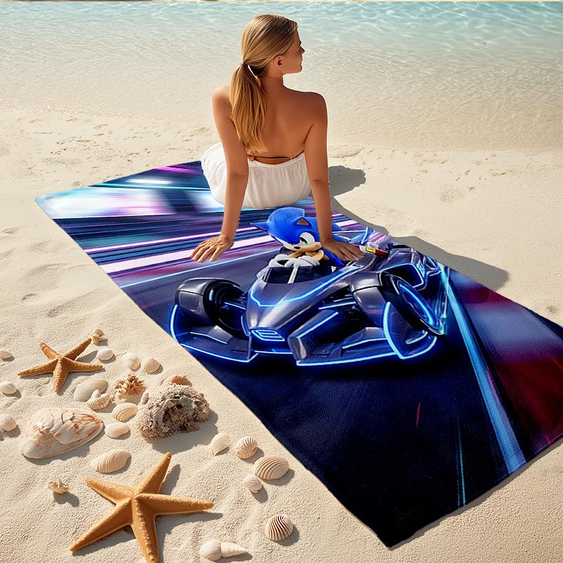 1Pc Sonic Beach Towel Quick Dry Multiuse For Beach Pool Gym Yoga Home Travel Christmas Halloween Xmas Gift G1277