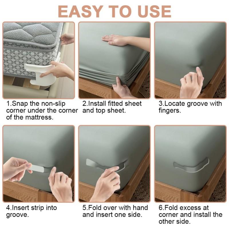 4Pcs Bed Corner Sheet Grippers Straps Heavy Duty Mattress Straps for All Sheet Sizes Non-Slip Sheet Holders Secure Bed Sheets
