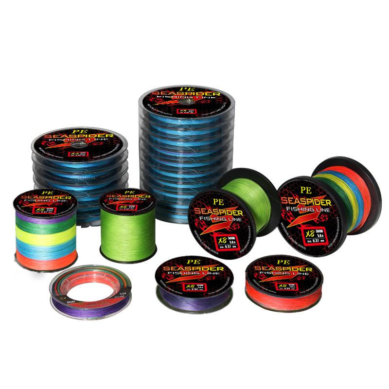 Seaspider 4/8 Strand PE Braided Multicolor Fishing Line 300m/500m/1000m High Tensile Floating Design for Lake Stream