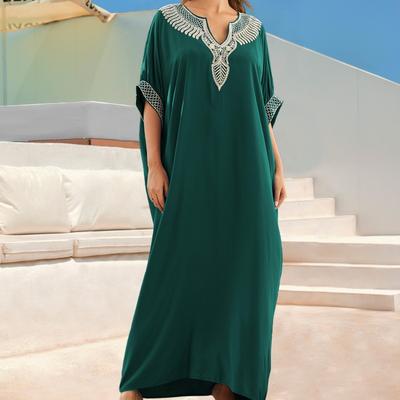 Женская мода лето весна рукава 1/2 V-образный вырез свободная талия повседневные платья