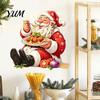 Christmas Party Wall Background Santa Claus Sticker, Waterproof PVC Decal, Removable Decorative Window Clings Festive Art for Glass Windows And Doors