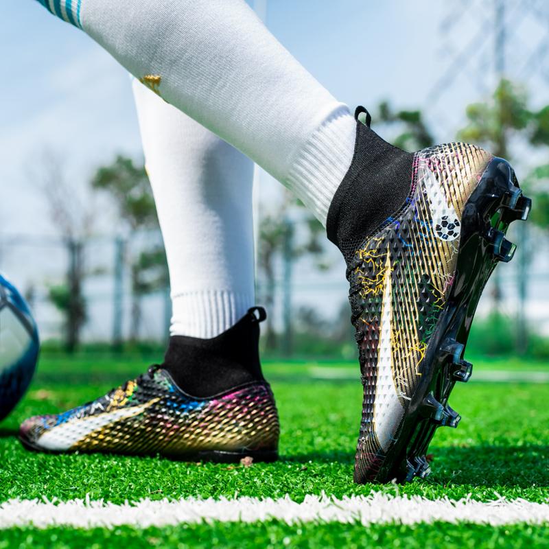 33-46 High-top Football Boots Long Nails PVC Men's Sports Shoes Boys Soccer Shoes