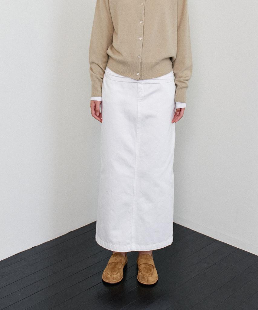 Notia Denim Long Skirt - White