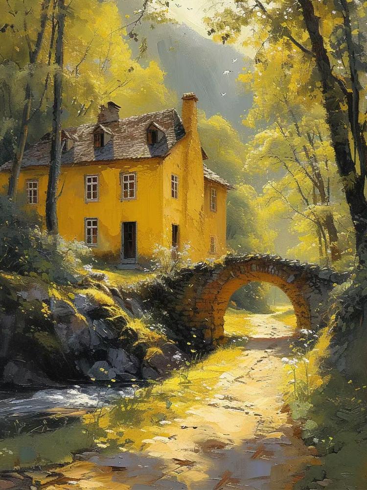 Сельский небольшой мостик цветочный пейзаж 5D Diy Алмазная картина крест вышивка алмазная мозаика вышивка домашний декор