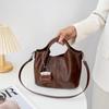 Женская ретро-сумка, новая модная универсальная сумка через плечо, мягкая кожаная корзина для овощей, модная сумка на одно плечо