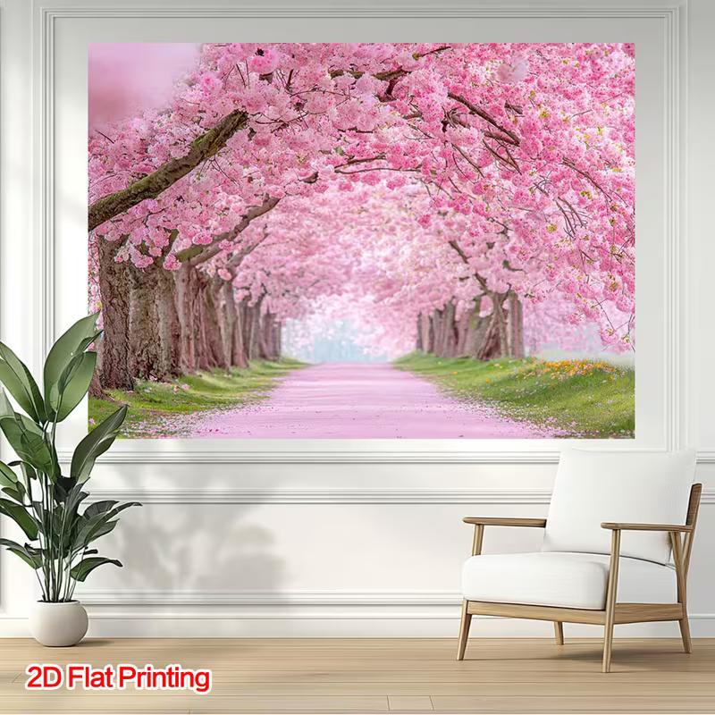 2D Фотофон Тоннель из Цветущей Вишни Дорога Сакуры Фон