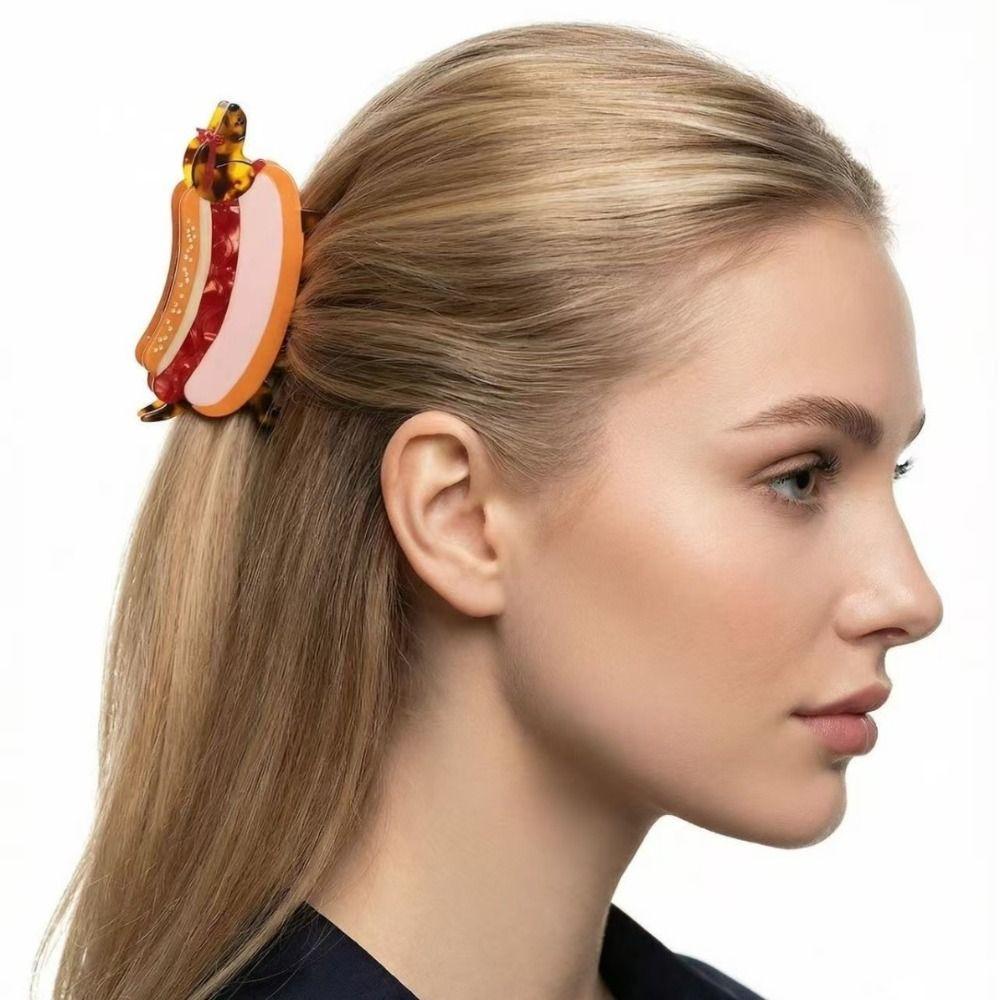 Acetic Acid Sausage Dog Hair Clip Large Cartoon Hairpin Fashion Dachshund Hair Claw  Streetwear