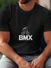 Черная футболка с графическим силуэтом BMX - 180 г Хлопок, Круглый вырез, Короткий рукав
