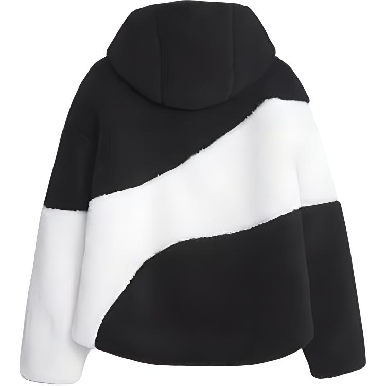 Puma Big Cat Fashion Удобная мягкая флисовая куртка с капюшоном Женские куртки Черный Белый 678349-01