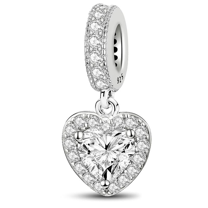 Медные подвески Циркон Красное Сердце Любви Шармы Бусины Подходят для Оригинальных Пан Браслетов Банглов Сделай Сам Изысканные Ювелирные Изделия Для Женщин