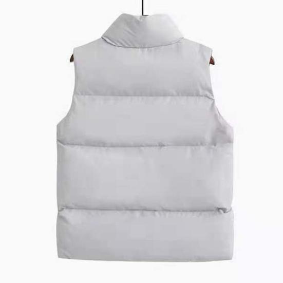 Women Cotton Vest Single-breasted Stand Collar Padded Thicken Solid Color Keep Warm Neck Protection Sleeveless Vest