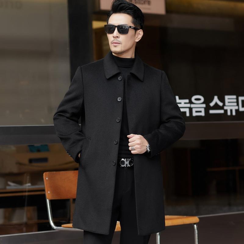 Двустороннее кашемировое пальто мужское средней длины шерстяное пальто высокого качества зимняя ветровка с утолщенной подкладкой