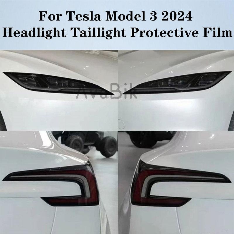 Для Tesla Model 3 Highland 2024 Пленка PPF для фар и задних фонарей Черная Прозрачная Защитные наклейки от царапин с функцией самозаживления