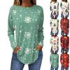 Women's Casual Plus Size Long Sleeved Round Neck Christmas Printed T-shirt Top