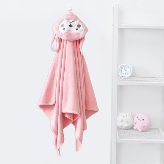 Hooded Baby Towel Button-up Absorbent Bathrobe Cartoon Animal Coral Velvet Cape Towel for Girls Boys Toddlers Home Pool Use