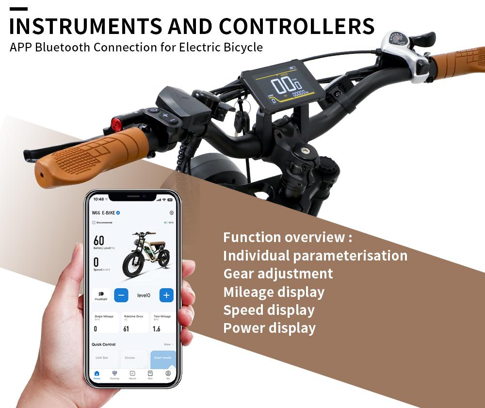 Электровелосипед ONESPORT W66, двигатель 500 Вт, аккумулятор 48 В, 13,5 А·ч, толстые шины 20*4,0, максимальная скорость 25 км/ч, максимальный запас хода 100 км