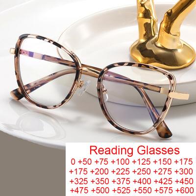 Очки для чтения «Кошачий глаз» леопардовой расцветки, рецептурные очки с защитой от синего света, женские ультралегкие очки для дали, оптические очки