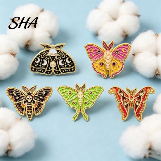 Men Women Jewelry Accessories Vintage Enamel Moth Brooch, Cartoon Insect Alloy Lapel Pin, Decorative Brooch Pin for Suit Dress Coat Scarf Artistic