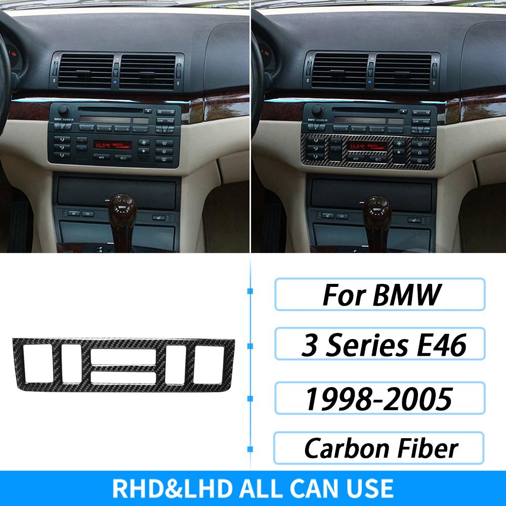 For BMW 3 Series E46 M3 1998-2006 Real Carbon Fiber Gear Shift Air Outlet Vent Window Lift Dashboard Set Car Interior Sticker