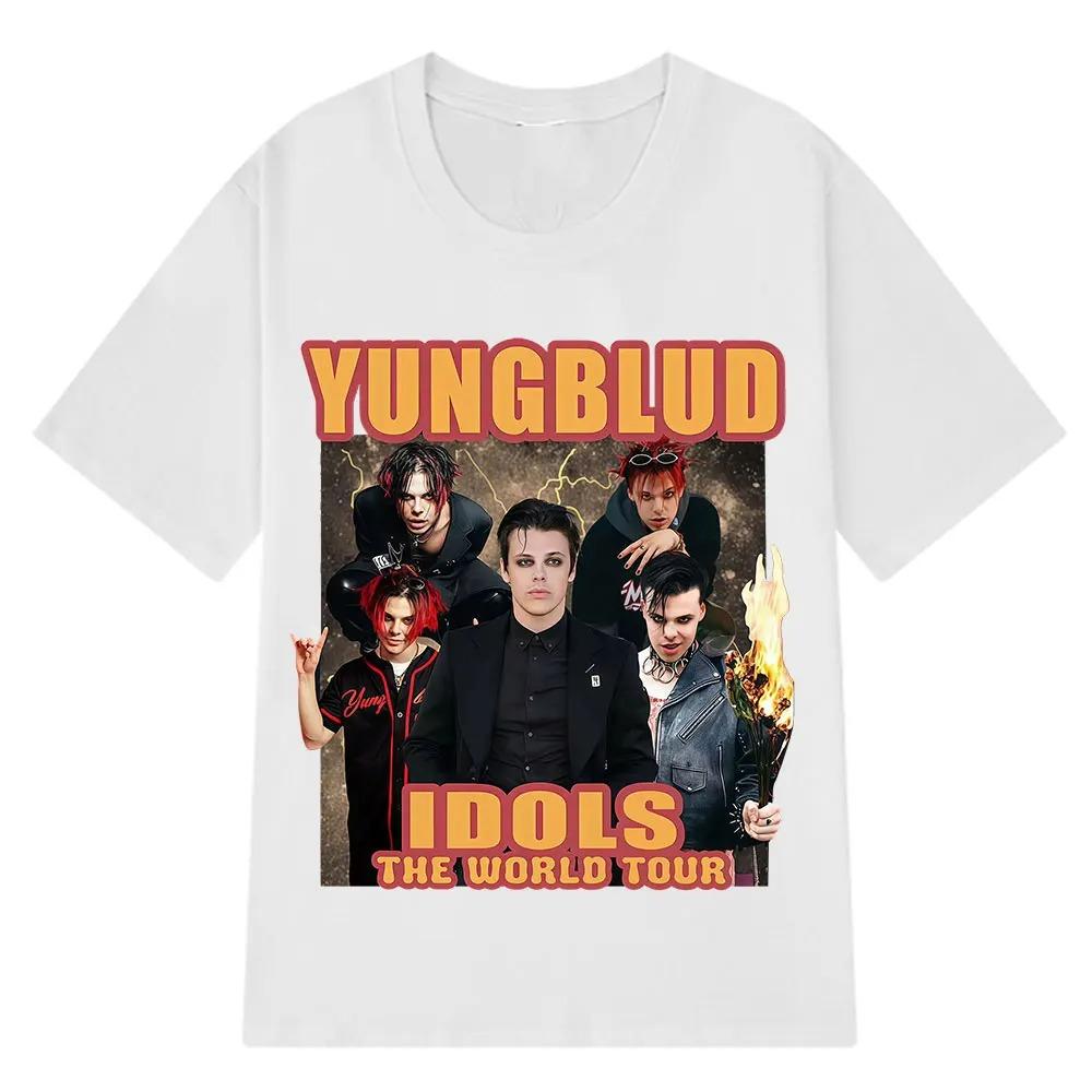 Рэпер Yungblud IDOLS Мировой тур 90-х Винтажная графическая футболка Унисекс Хип-Хоп Короткий рукав Повседневная Хлопок Женская и Мужская Футболка