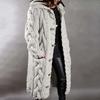 Women Hood Cardigan Large Size Sweater Pocket Single Breasted Long Sleeves Coat