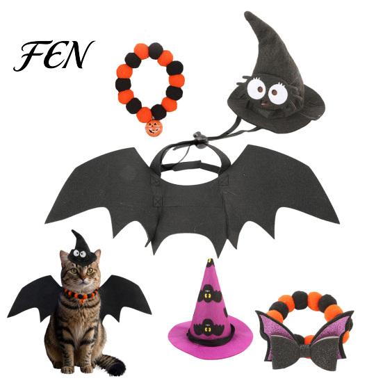 Holiday Gift for Pet Lovers Halloween Cat Costume, Bat Wings, Funny Witch Hat, Felt Creative Attire Festive Apparel Cats Small Dogs, Parties, Cosplay
