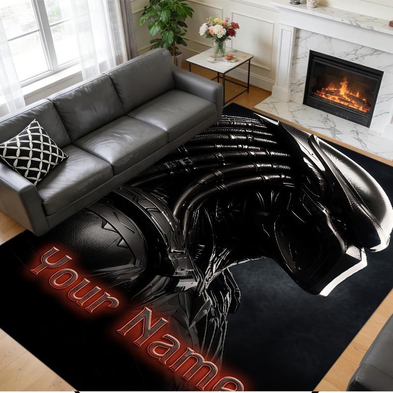 Crystal Velvet Rug Custom Name Text, Soft Non Slip Floor Mat Home DecorPredator