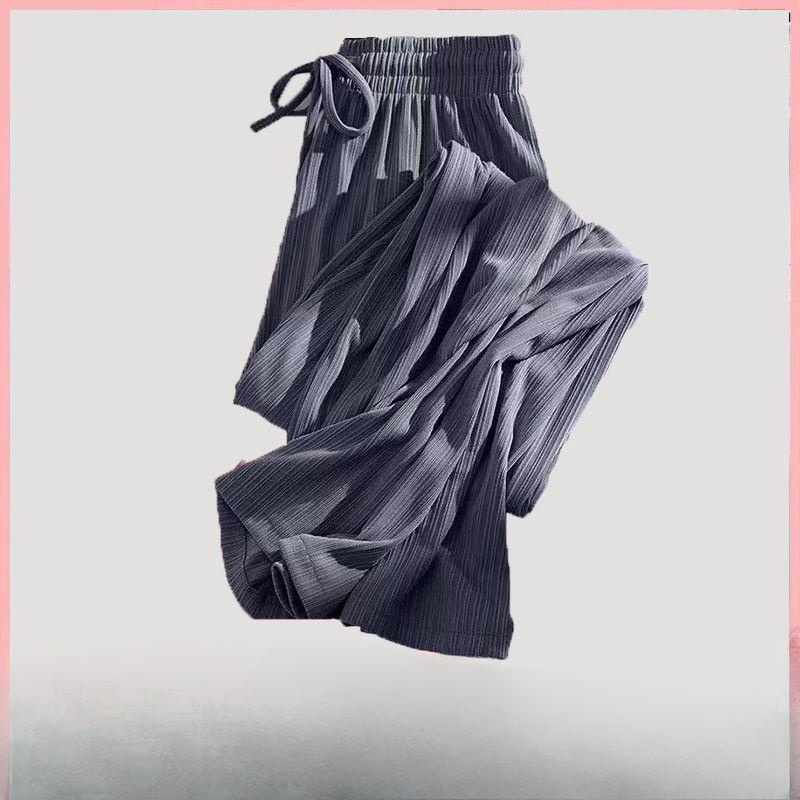 Летние брюки Ice Silk Wide Leg с высокой талией, тонкие повседневные брюки, женские свободные брюки длиной до пола
