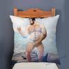 Cozy Sexy Boyfriend Cartoon Velvet Throw Pillow Cover Hairy Jock Muscle Man Love Gay Homosexual Art Sexy Boy Sofa Cushion Cover