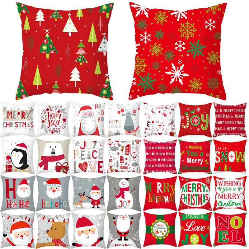 Luxurious Peach Skin Velvet Christmas Cushion Cover With Charming Santa Claus Print For Home